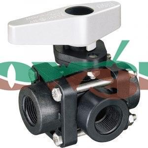 AAB344M-3-3/4-PP - TeeJet 340 Series 3-Way Manual Bypass Ball Valve 3/4in BSPT
